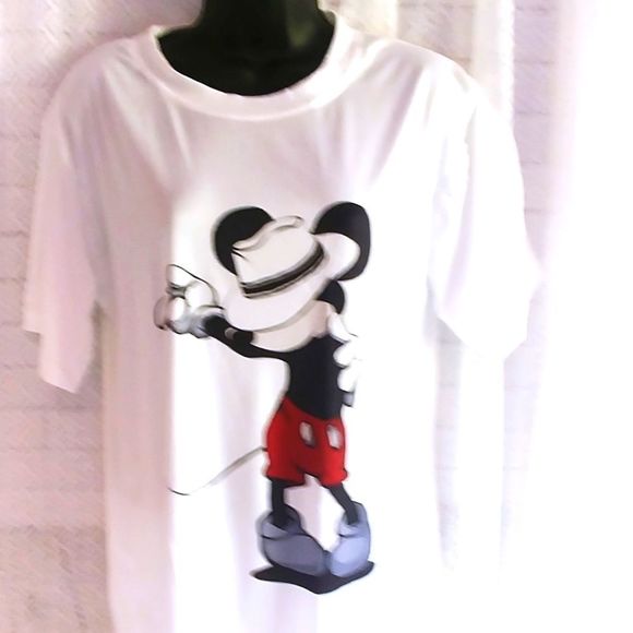 Mickey Print Summer T-Shirt Size X Large Whi… - Picture 2 of 7